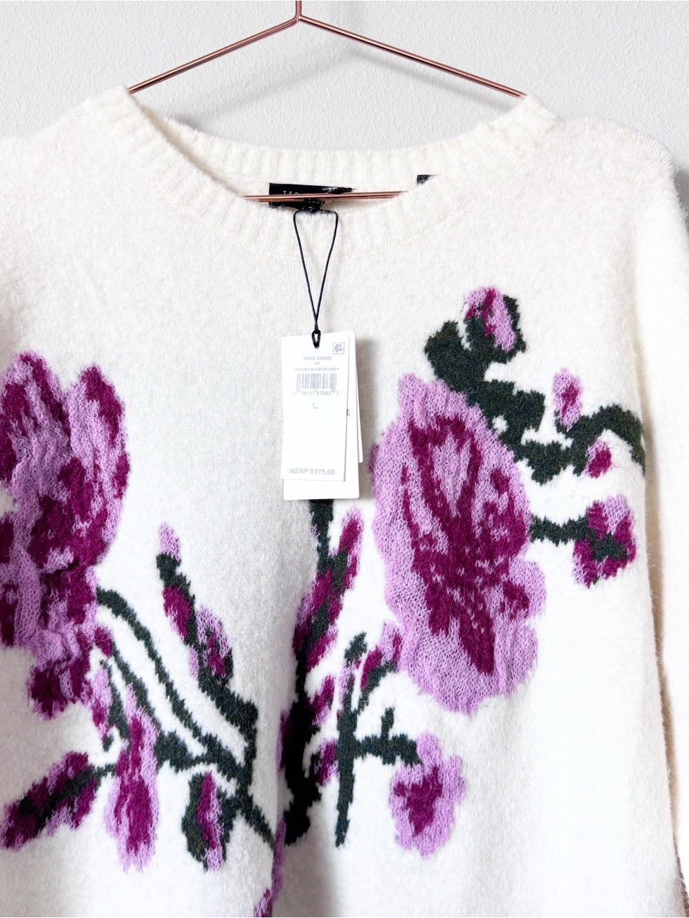 Ted Baker Cream Crewneck Sweater with Rose Motif - Picture 3 of 11
